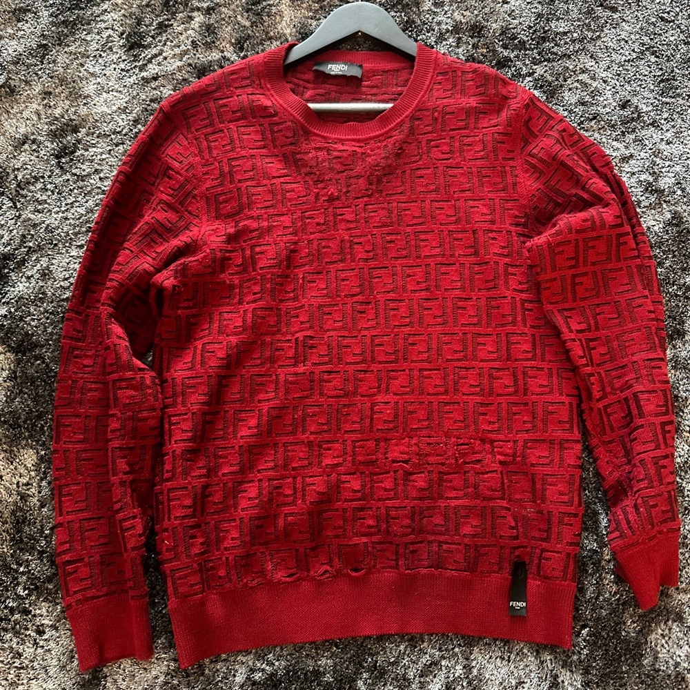 Burgundy See Through Pullover Fendi Sweater